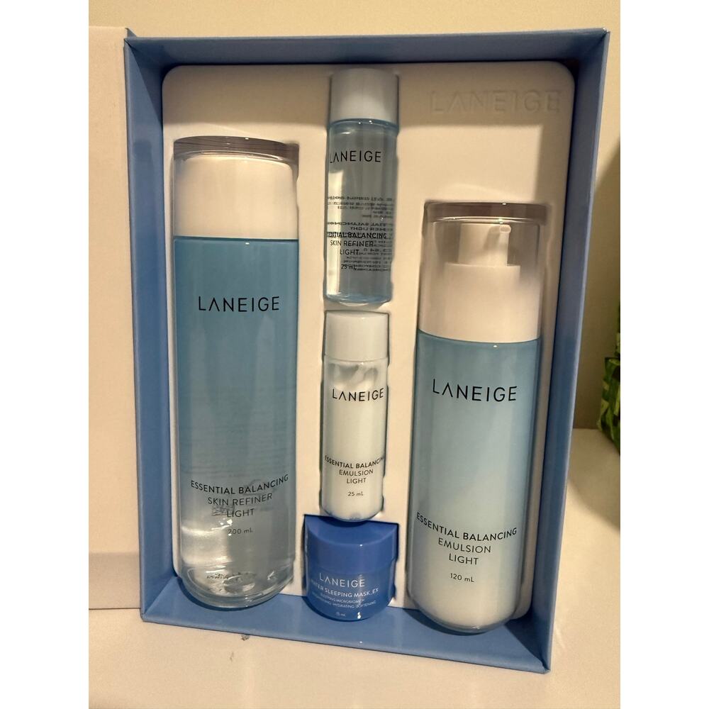 $68 New Laneige Essential Balancing Light Basic Duo Set 5pc K-Beauty Skincare - Picture 3 of 5